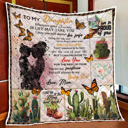 Mom To My Daughter Wherever Your Journey In Life. Succulent Plant Quilt Blanket Quilt Set Single Quilt
