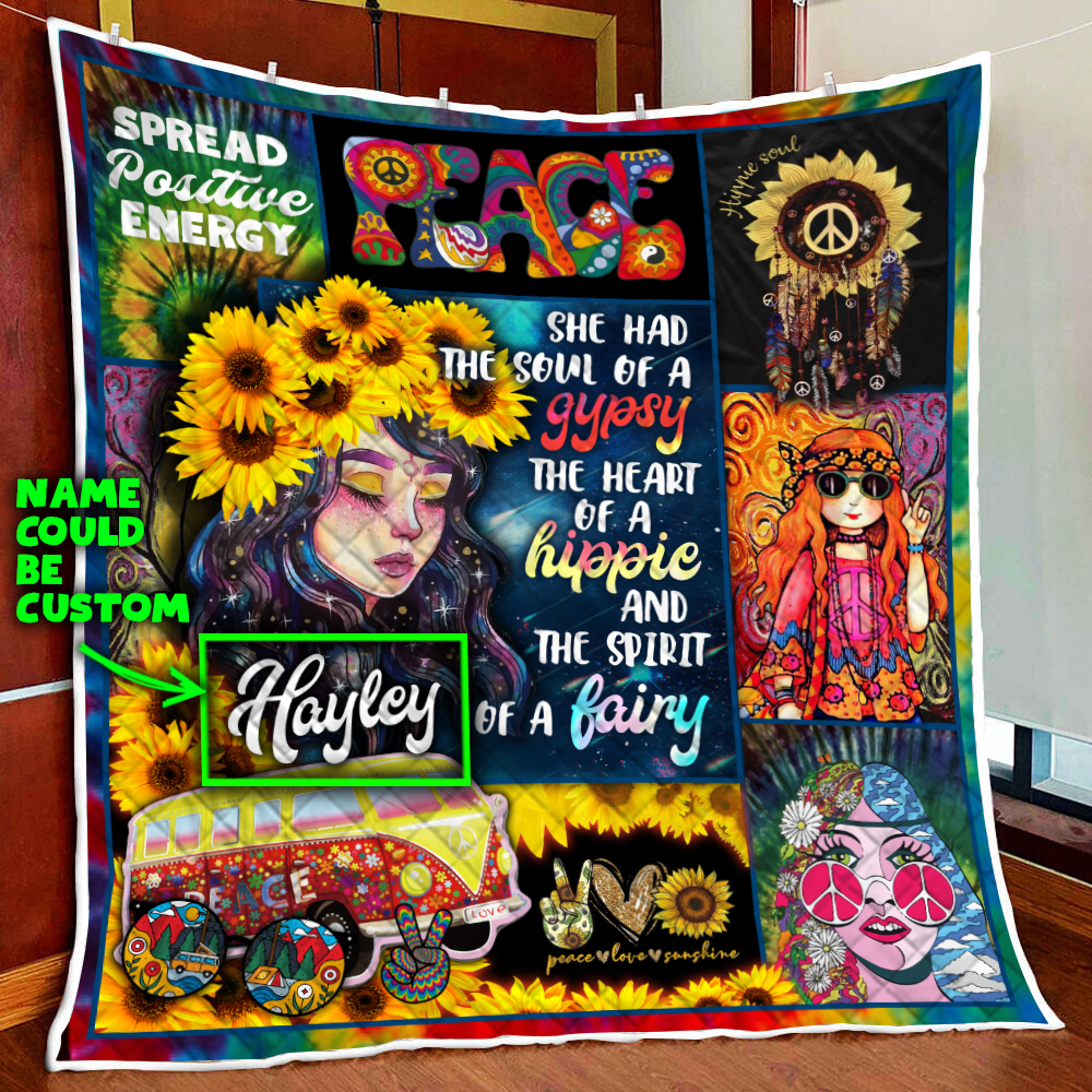 Personalized Hippie Girl She Has The Soul Of A Gypsy Quilt Blanket Quilt Set Single Quilt