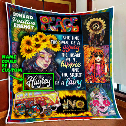 Personalized Hippie Girl She Has The Soul Of A Gypsy Quilt Blanket Quilt Set Single Quilt