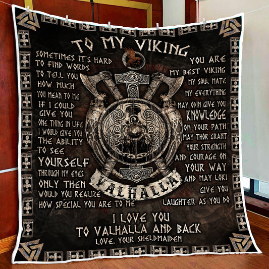 To My Viking. I Love You To Valhalla And Back Quilt Set Single Quilt
