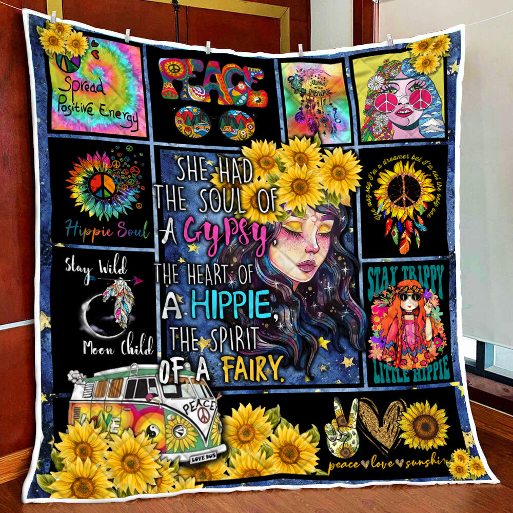 Hippie Girl She Has The Soul Of A Gypsy Quilt Blanket Quilt Set Single Quilt