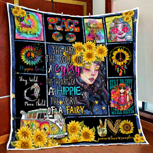 Hippie Girl She Has The Soul Of A Gypsy Quilt Blanket Quilt Set Single Quilt