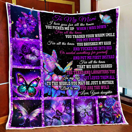Daughter To Mom, To Me You Are The World Quilt Blanket Quilt Set Single Quilt