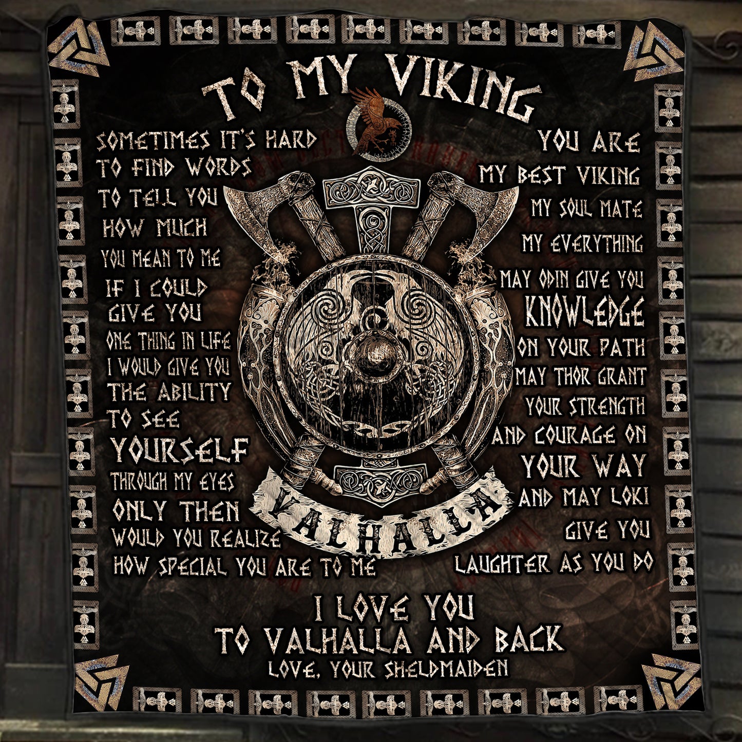 To My Viking. I Love You To Valhalla And Back Quilt Set