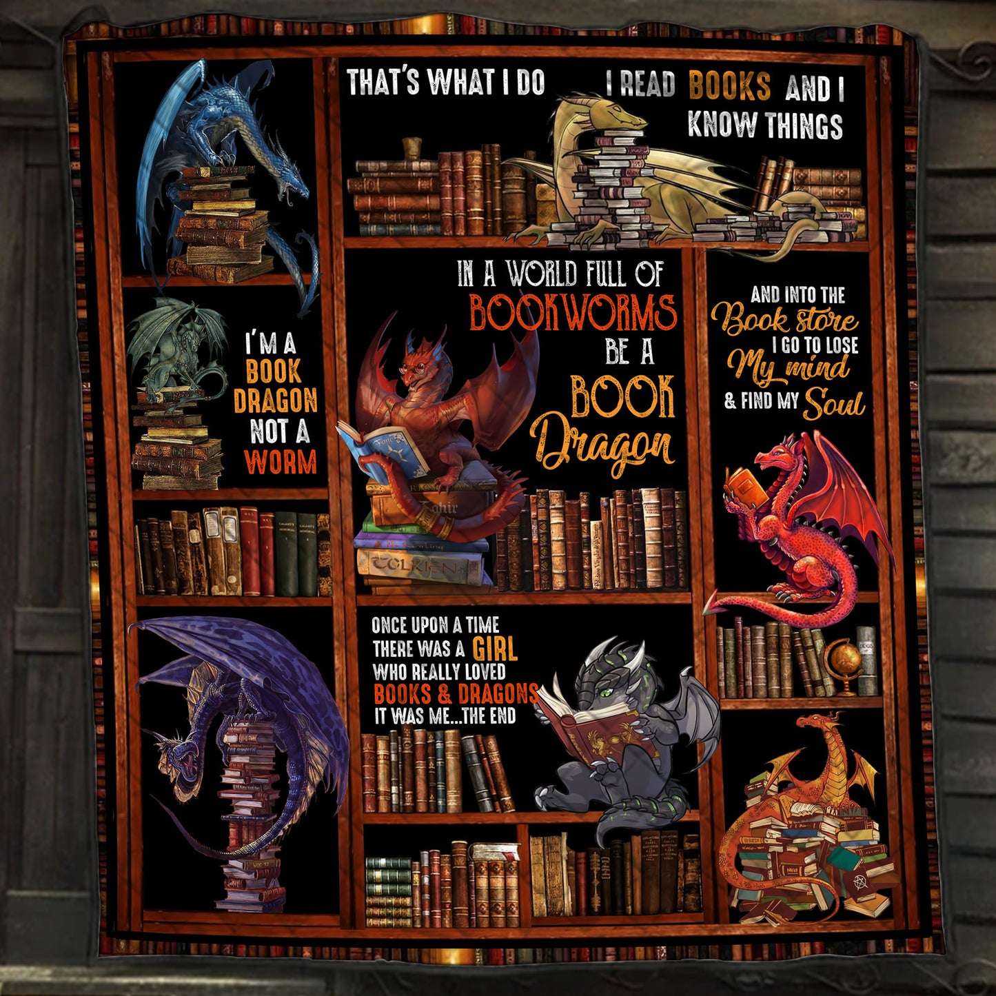 There Was A Girl Who Really Loved Books And Dragons Quilt Blanket Quilt Set