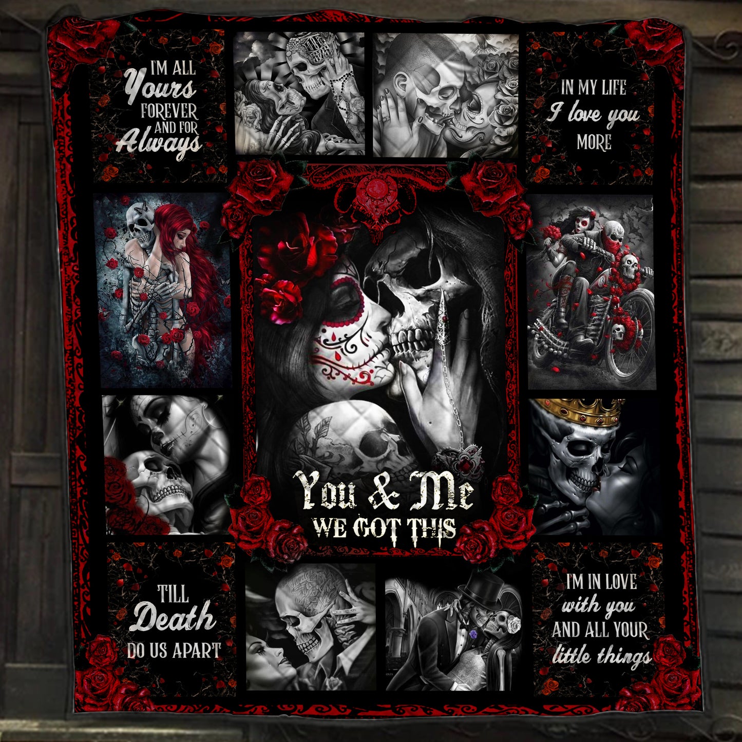 Personalized Skull Couples. You And Me We Got This Quilt Blanket Quilt Set
