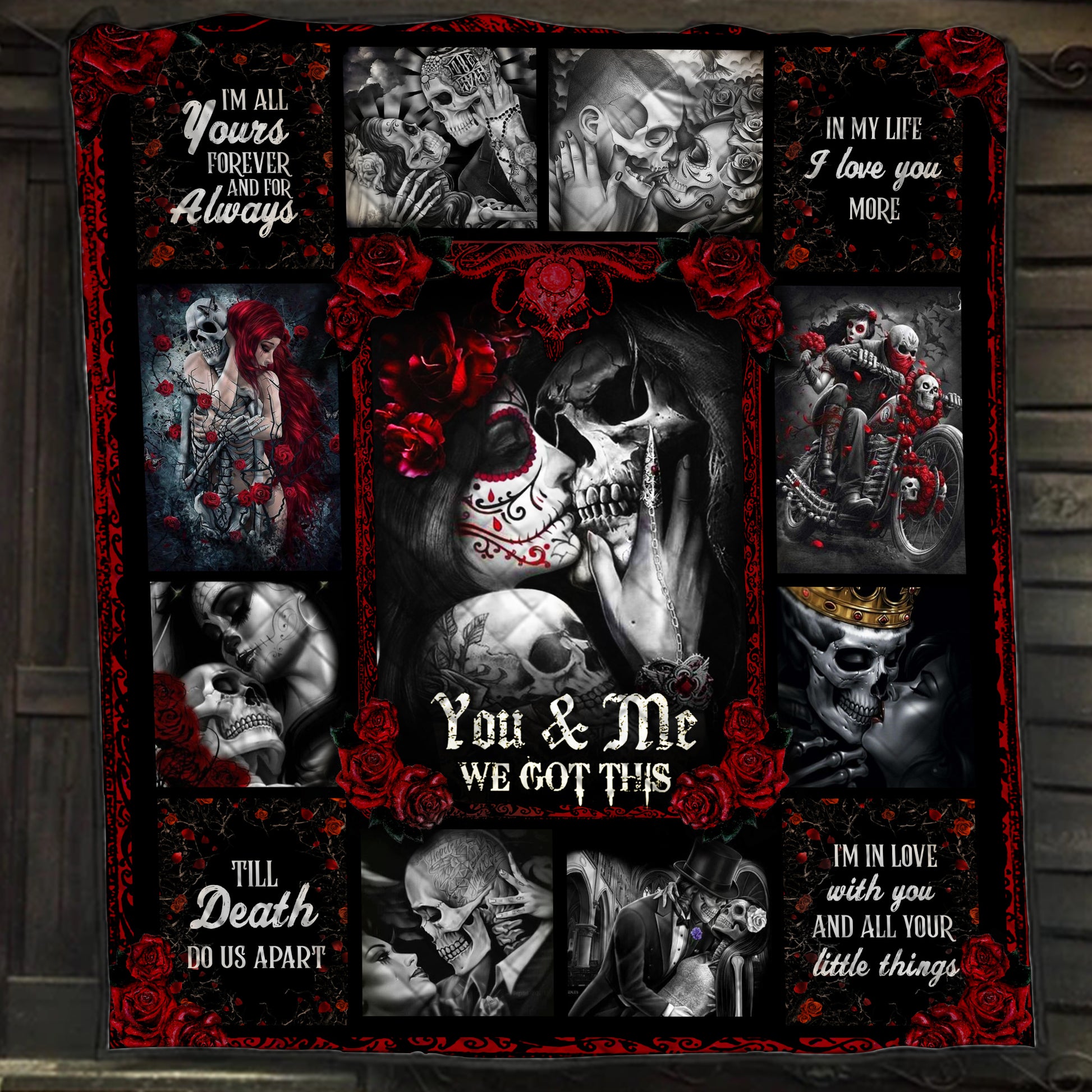 Personalized Skull Couples. You And Me We Got This Quilt Blanket Quilt Set