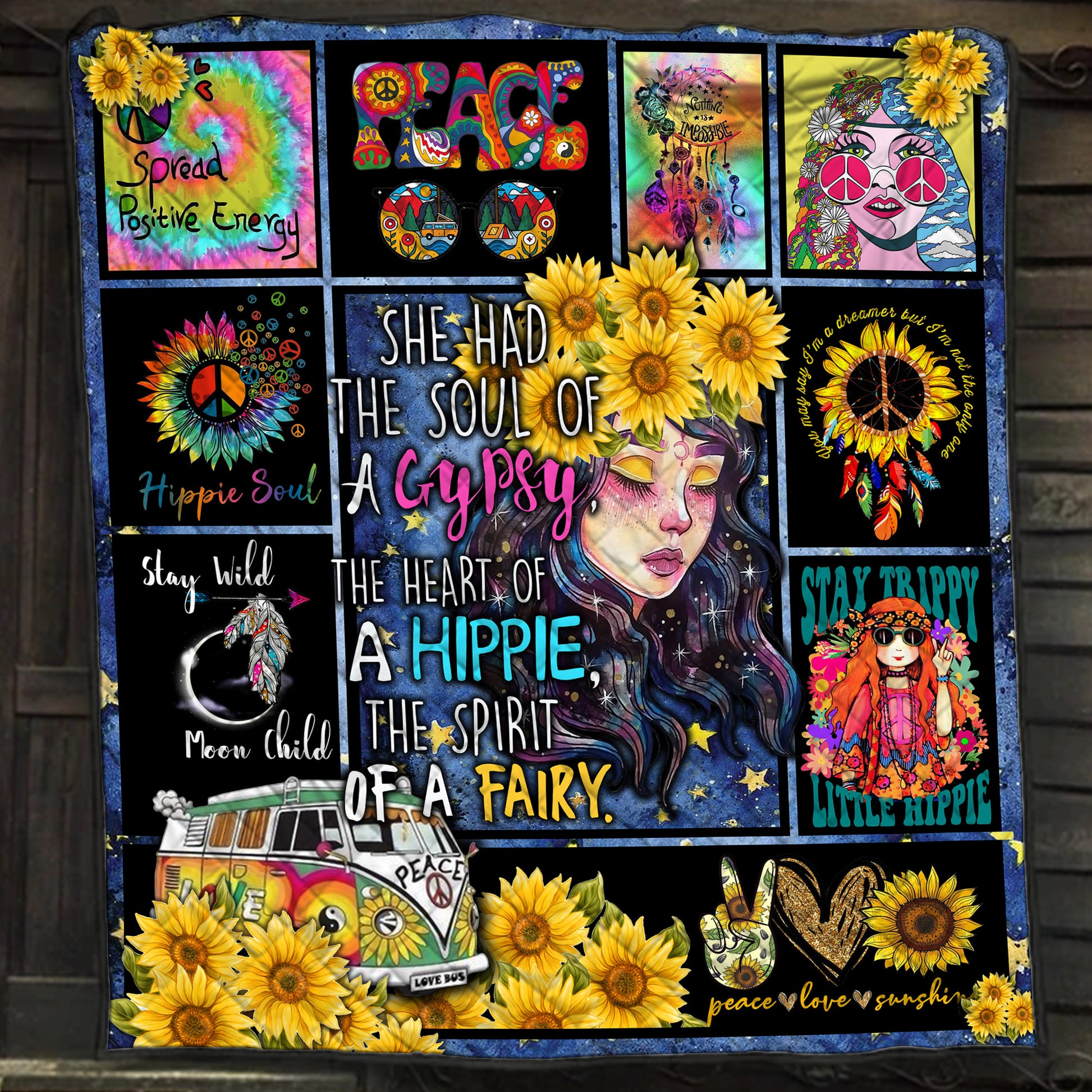 Hippie Girl She Has The Soul Of A Gypsy Quilt Blanket Quilt Set