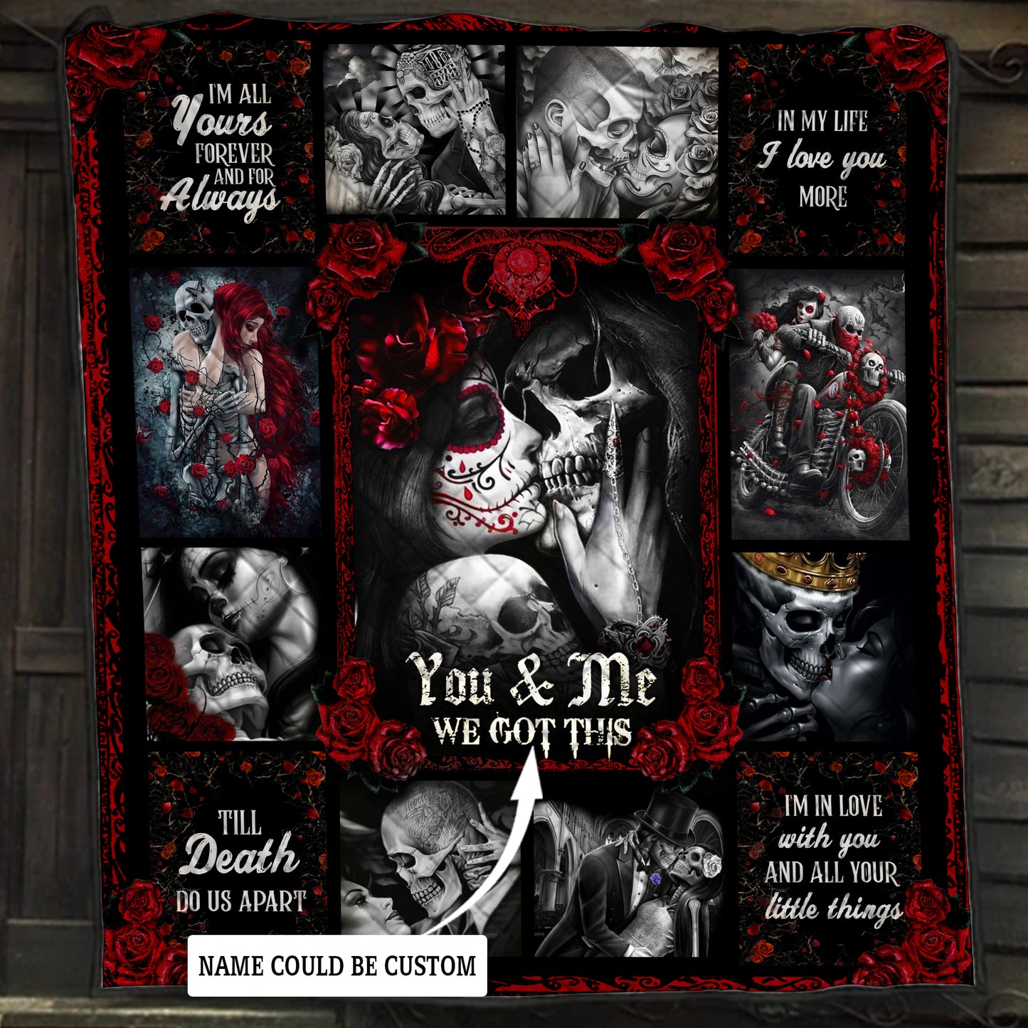 Personalized Skull Couples. You And Me We Got This Quilt Blanket Quilt Set