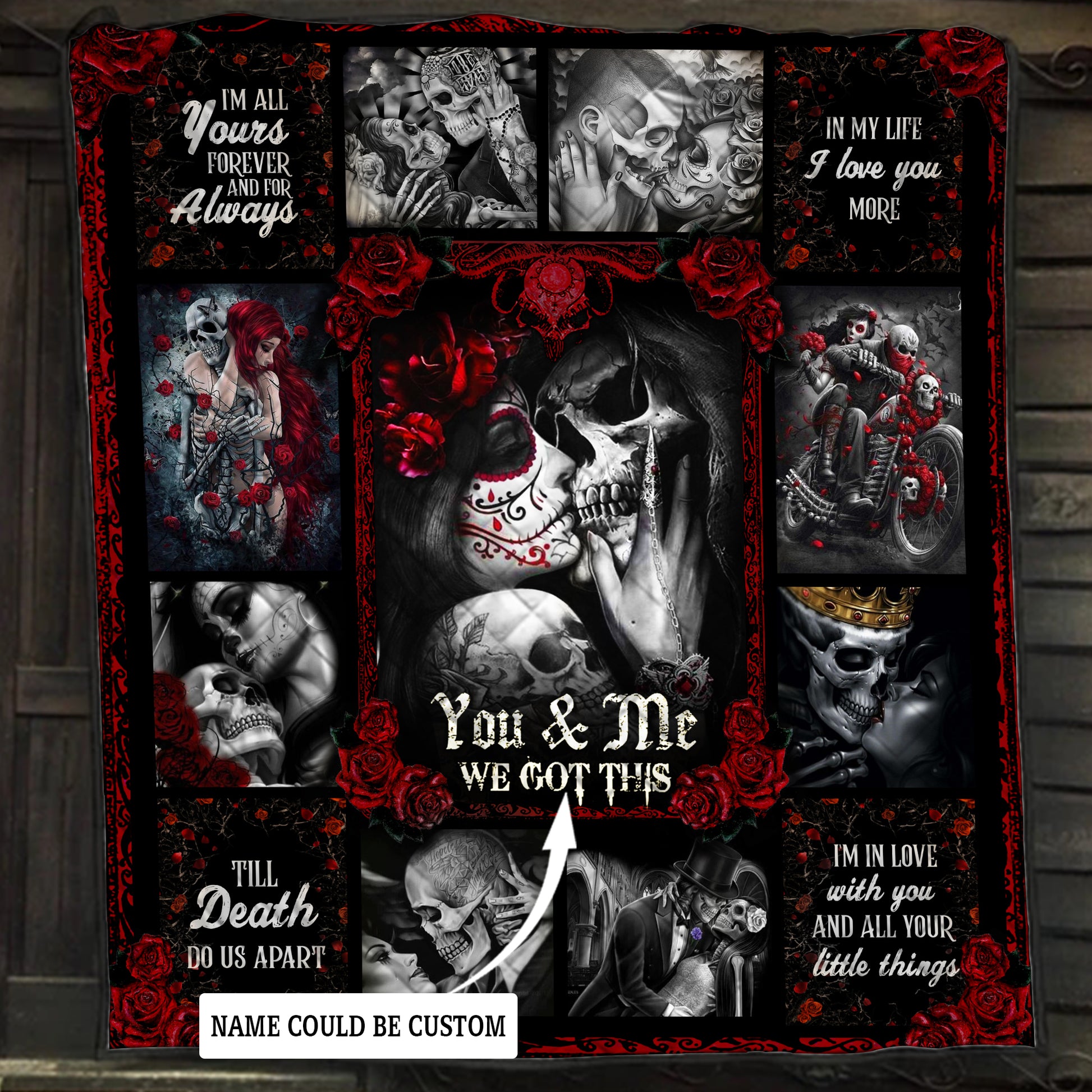 Personalized Skull Couples. You And Me We Got This Quilt Blanket Quilt Set