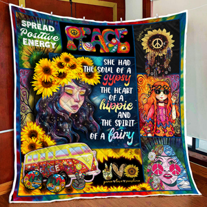 Personalized Hippie Girl She Has The Soul Of A Gypsy Quilt Blanket Quilt Set