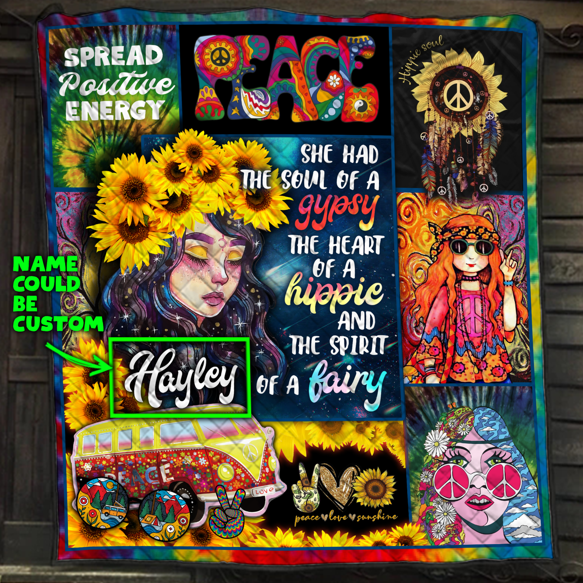 Personalized Hippie Girl She Has The Soul Of A Gypsy Quilt Blanket Quilt Set