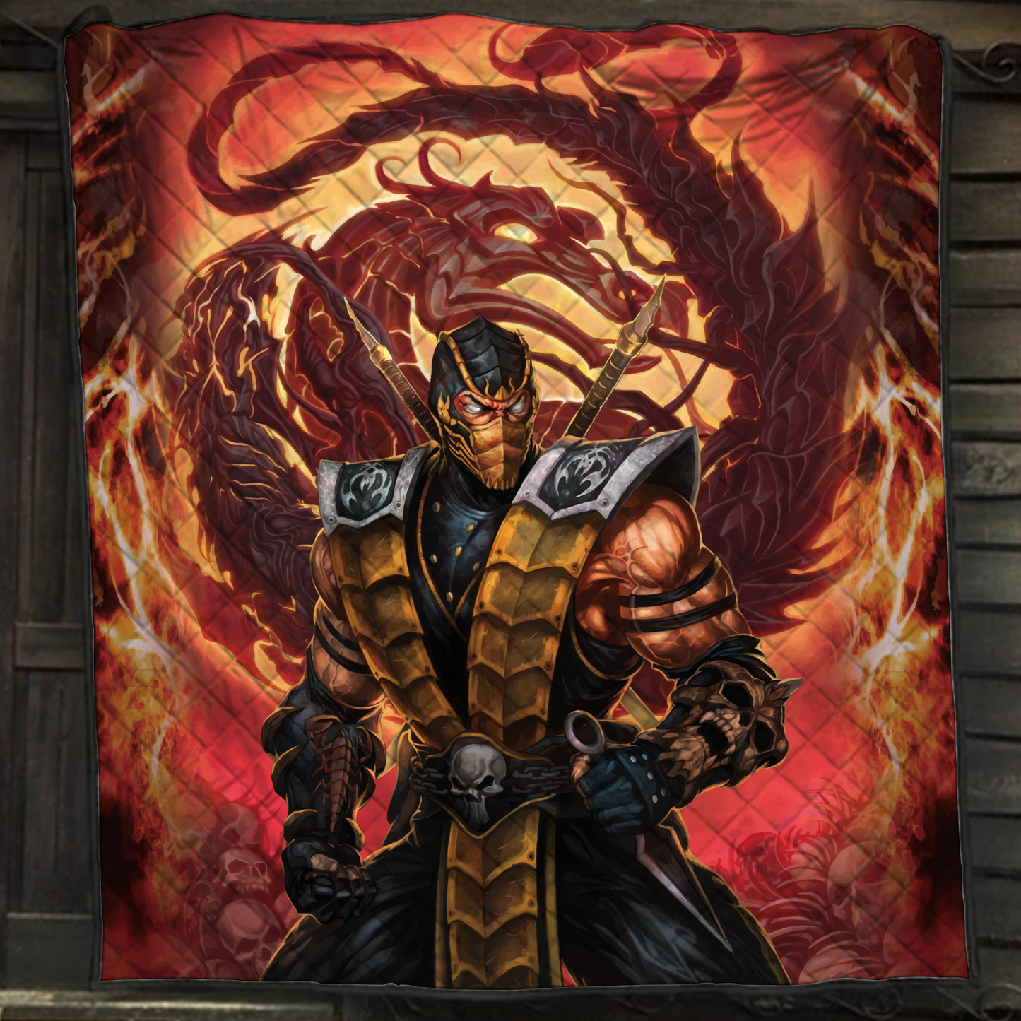 Mortal Kombat Scorpio 3D Quilt Set Single Quilt
