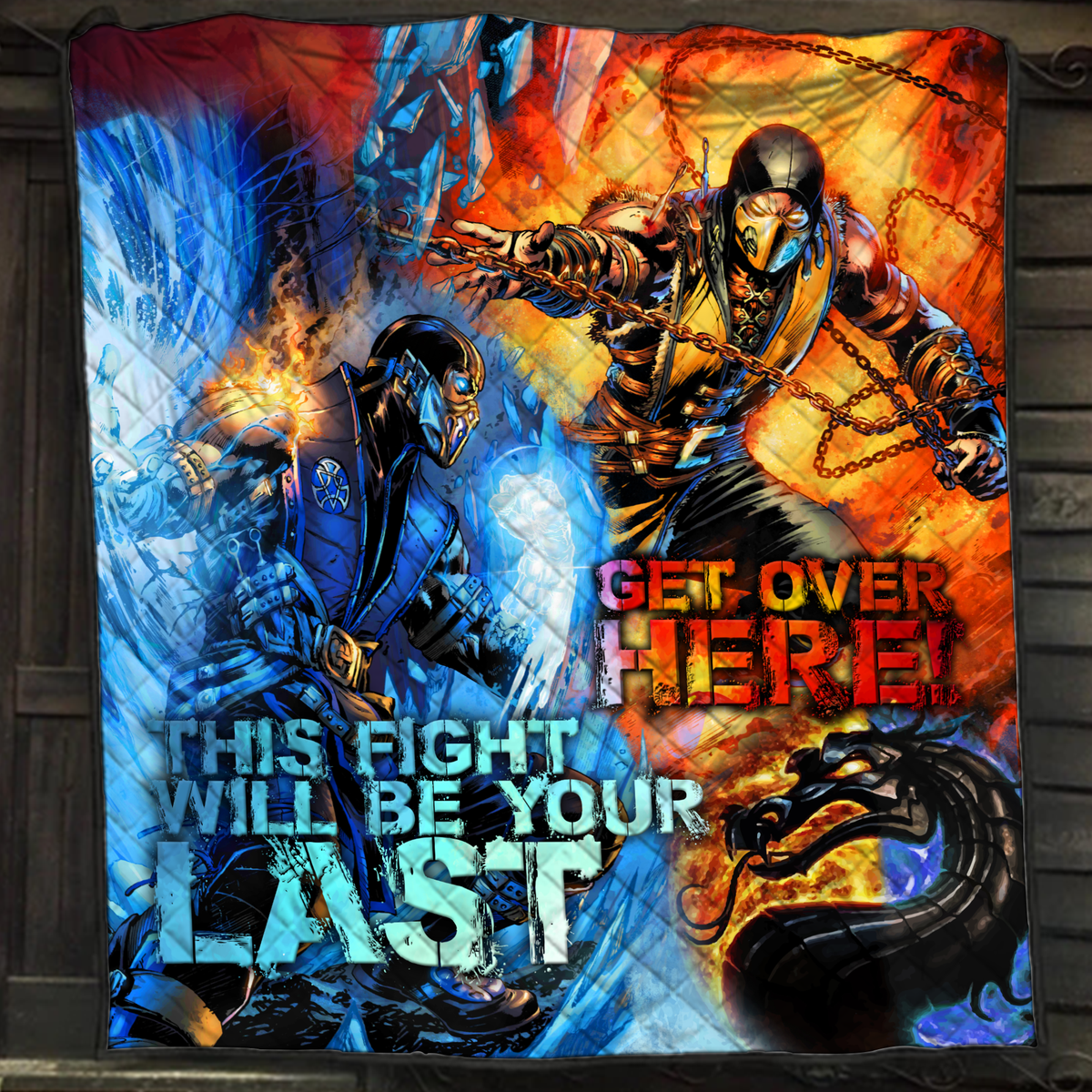 Mortal Kombat Scorpion vs Sub Zero 3D Quilt Set Single Quilt