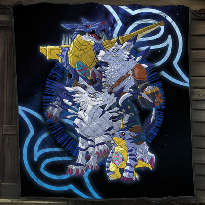 Digimon Gabumon Family 3D Quilt Set Single Quilt