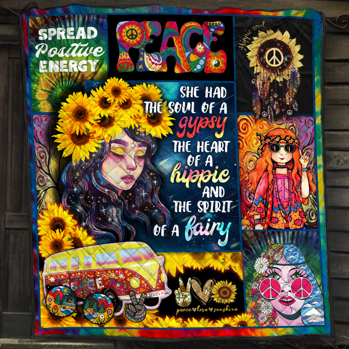 Personalized Hippie Girl She Has The Soul Of A Gypsy Quilt Blanket Quilt Set