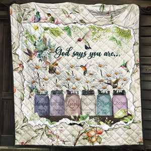 Hummingbird. God Says You Are Quilt Blanket Quilt Set