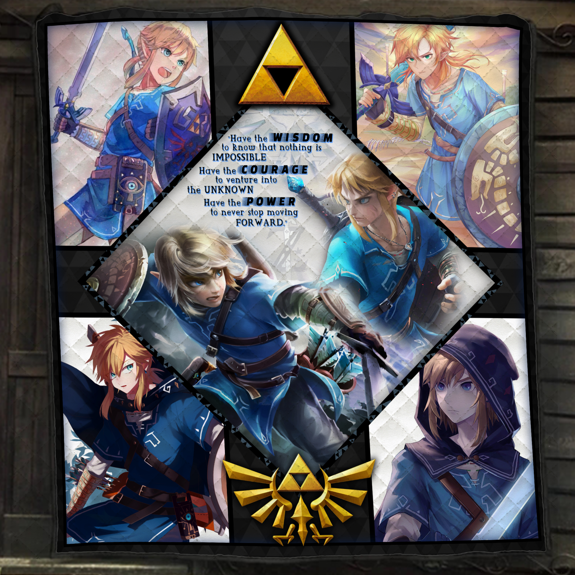 Wisdom Courage Power Link The Legend of Zelda Quilt Blanket Quilt Set