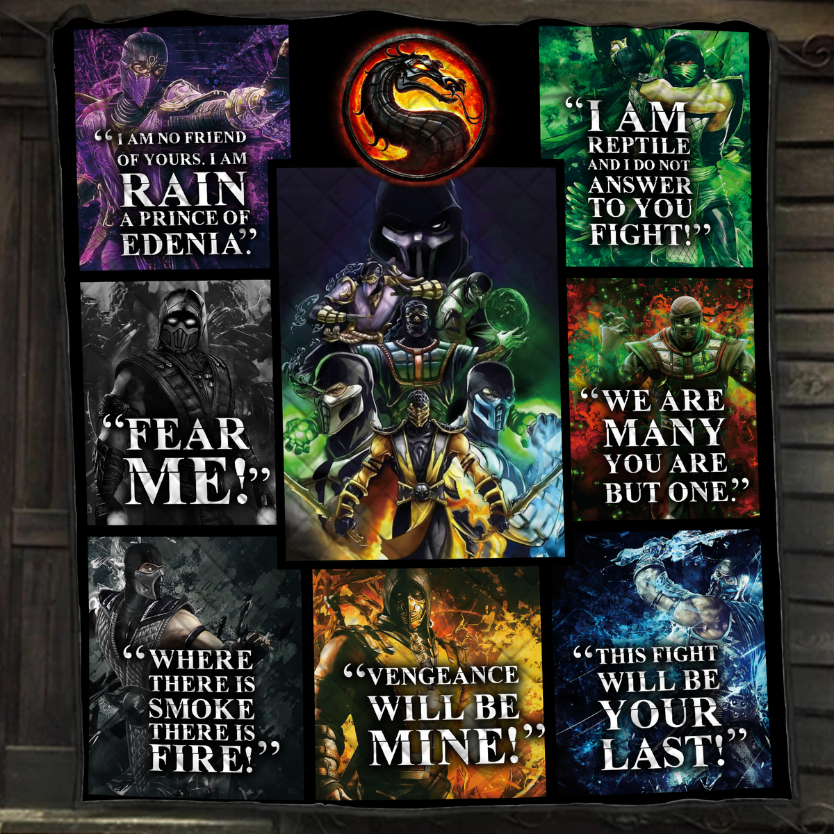 Mortal Kombat Ninja Quotes 3D Quilt Bed Set Single Quilt