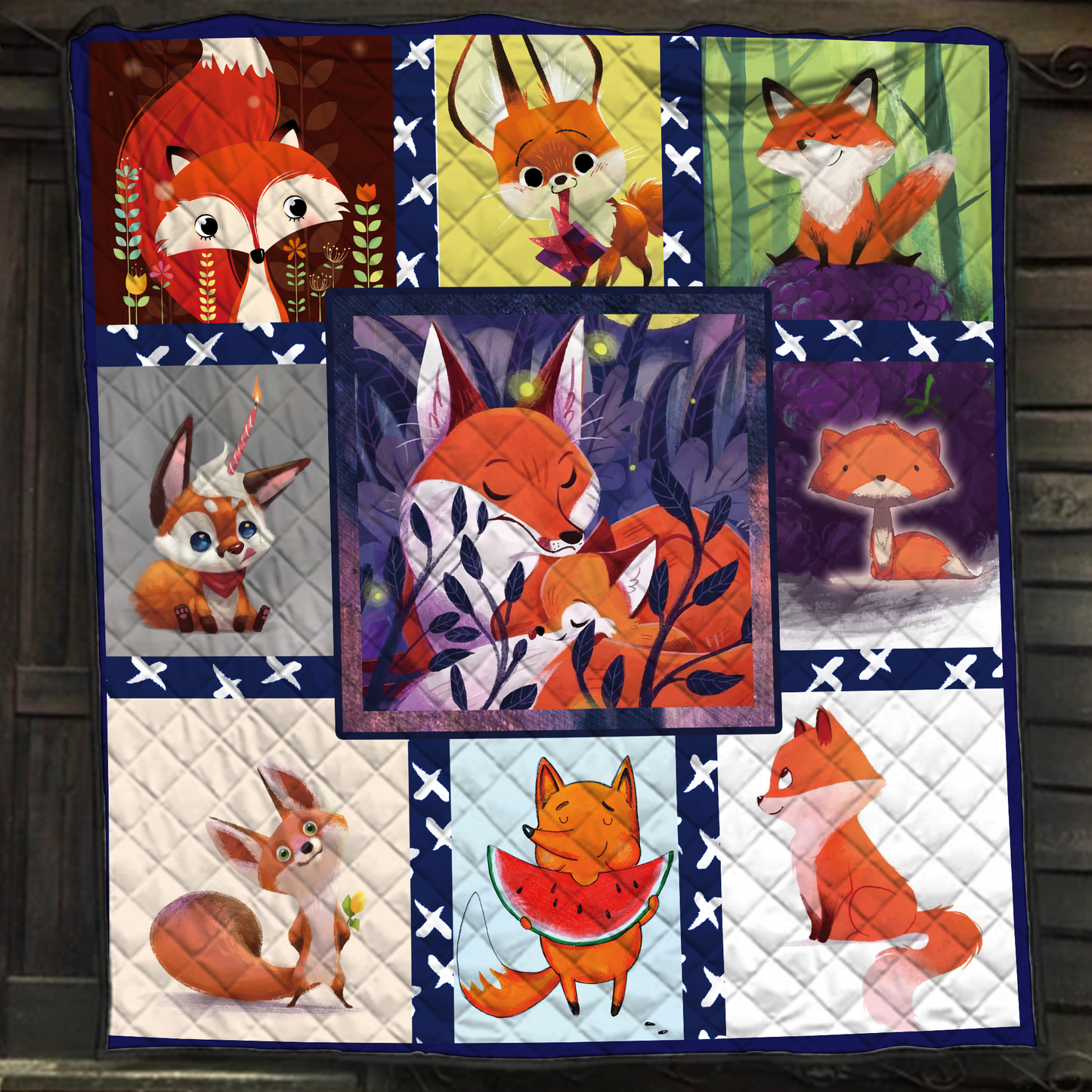 Cute Fox Complication Quilt Bed Set Single Quilt