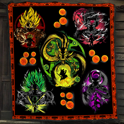 Dragon Ball Characters Son Goku, Vegeta, Broly, Frieza 3D Quilt Bed Set Single Quilt