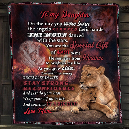 To My Daughter On The Day You Were Born. Mom and Daughter Lion Quilt Blanket Quilt Set