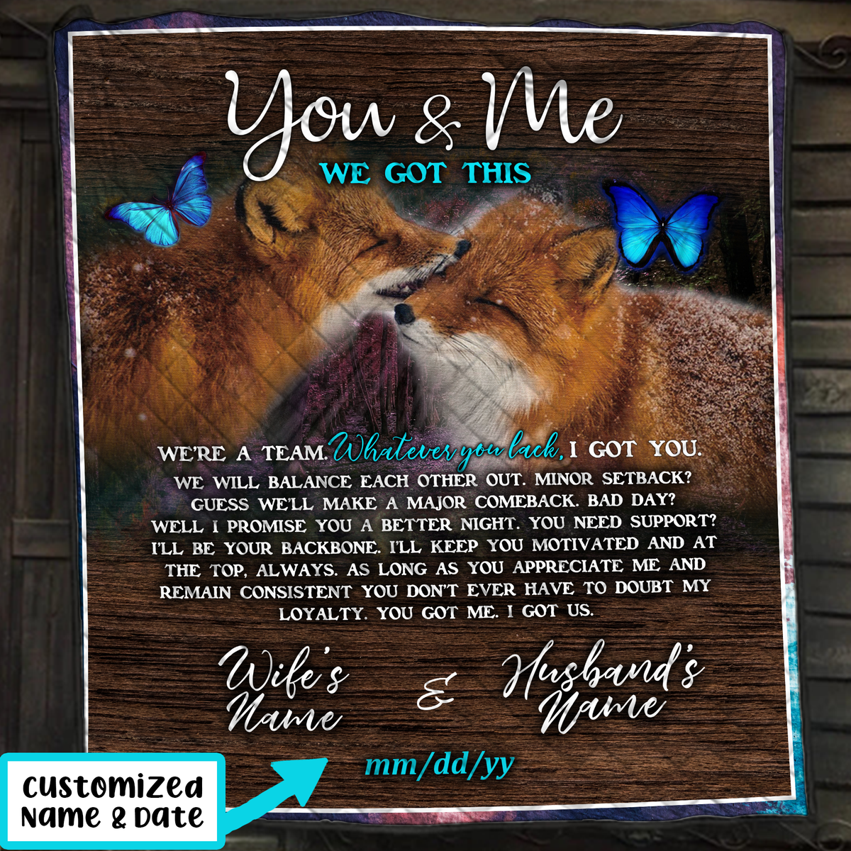 You And Me - Customized Name 3D Quilt Bed Set Single Quilt