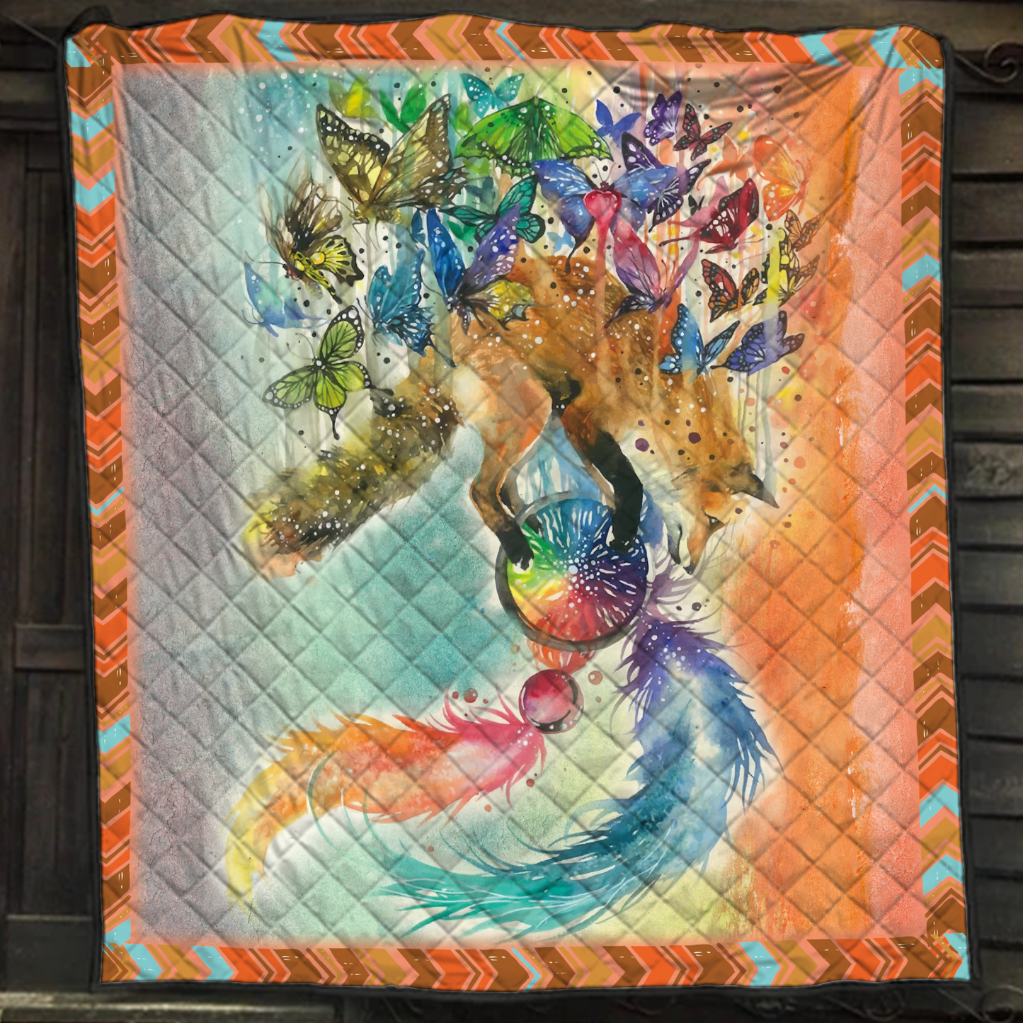 Beautiful Fox and Butterflies 3D Quilt Bed Set Single Quilt