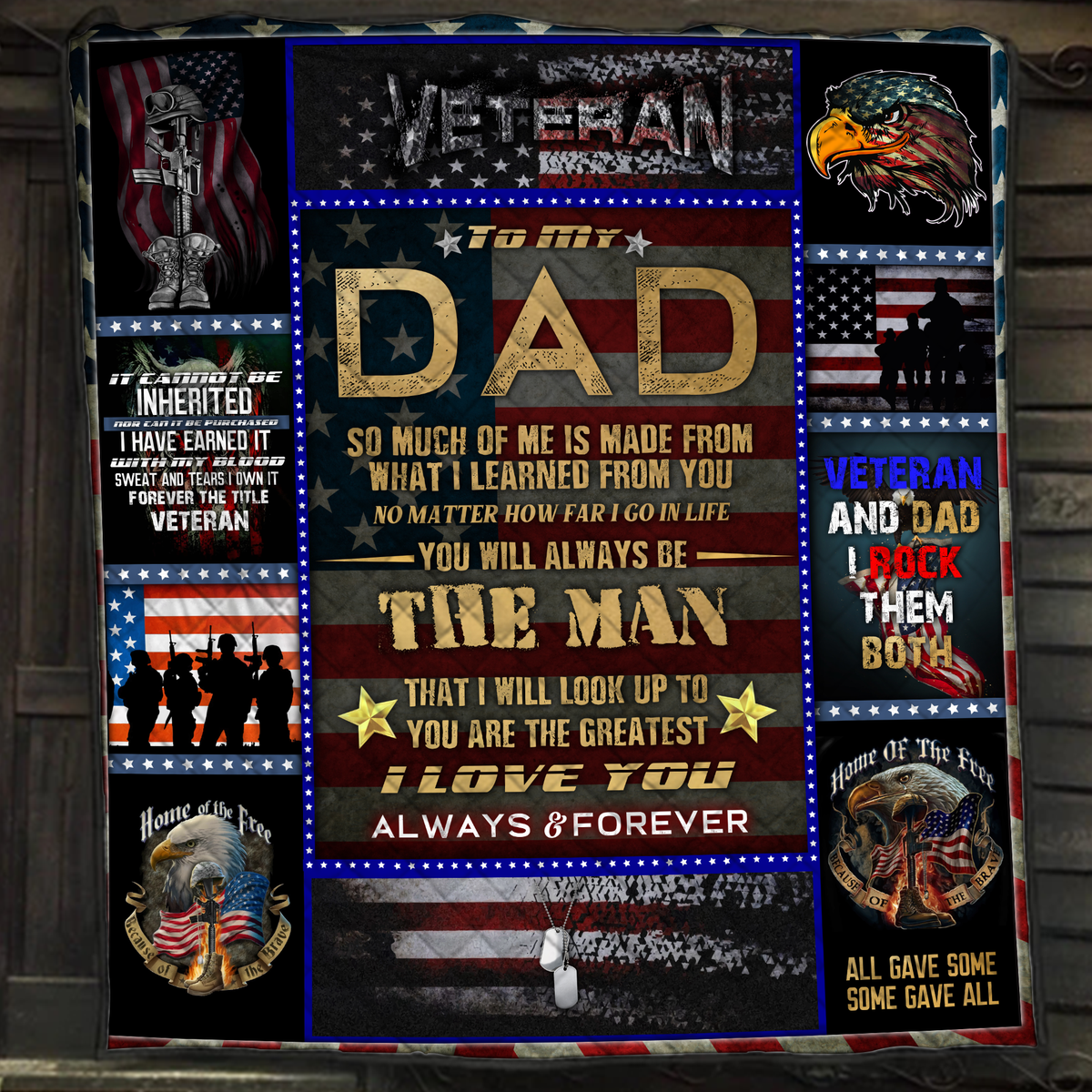 Veteran Dad 3D Quilt Bed Set Single Quilt