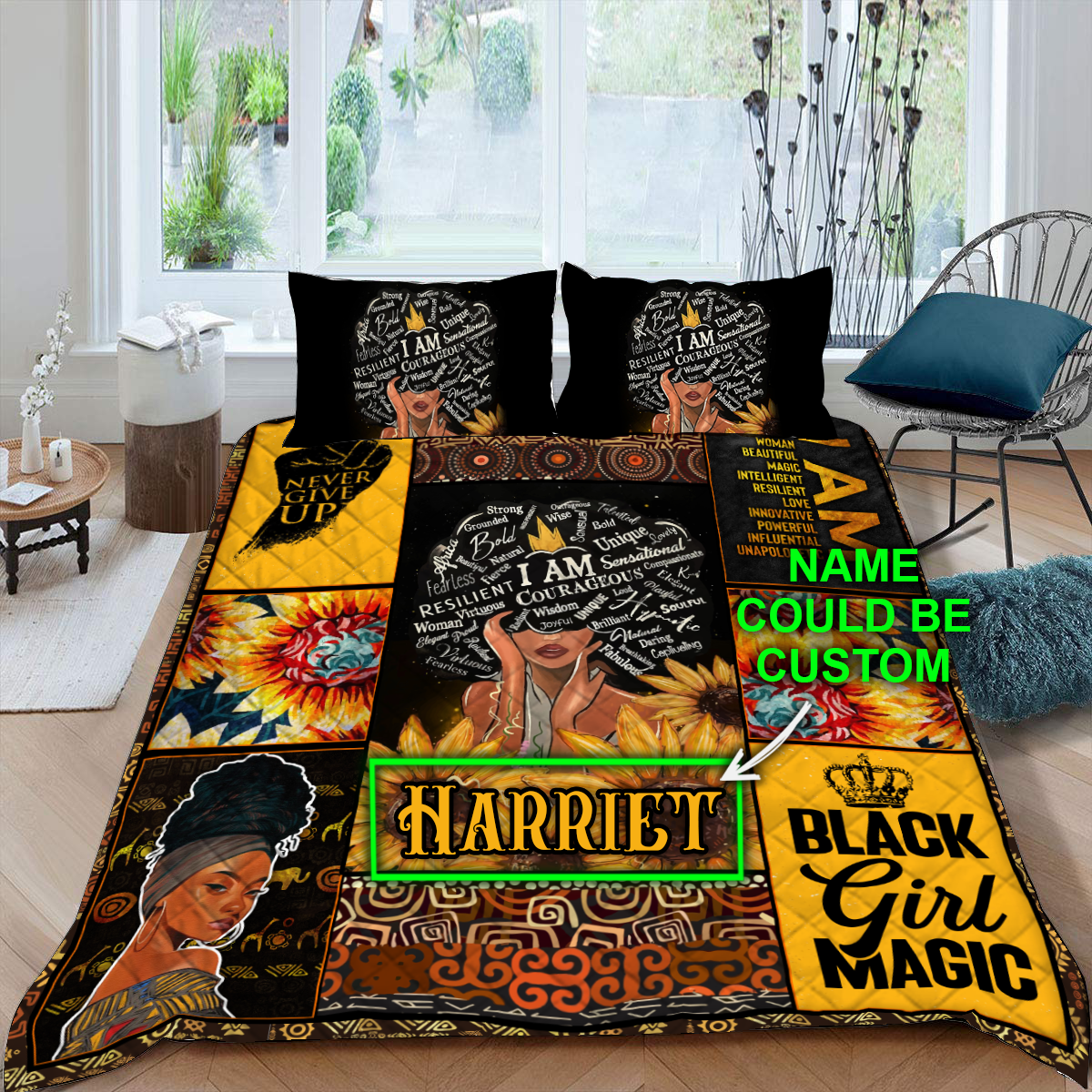Personalized God Says I Am Black Woman Quilt Blanket Quilt Set