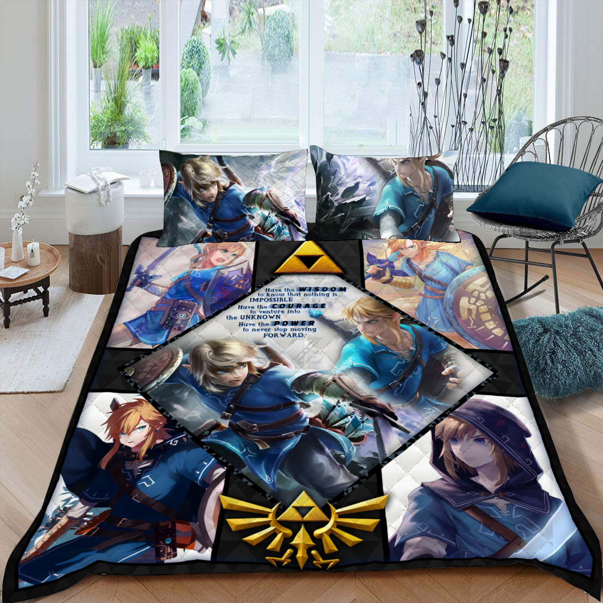 Wisdom Courage Power Link The Legend of Zelda Quilt Blanket Quilt Set Quilt Set