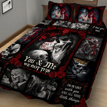 Personalized Skull Couples. You And Me We Got This Quilt Blanket Quilt Set