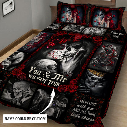 Personalized Skull Couples. You And Me We Got This Quilt Blanket Quilt Set Quilt Set