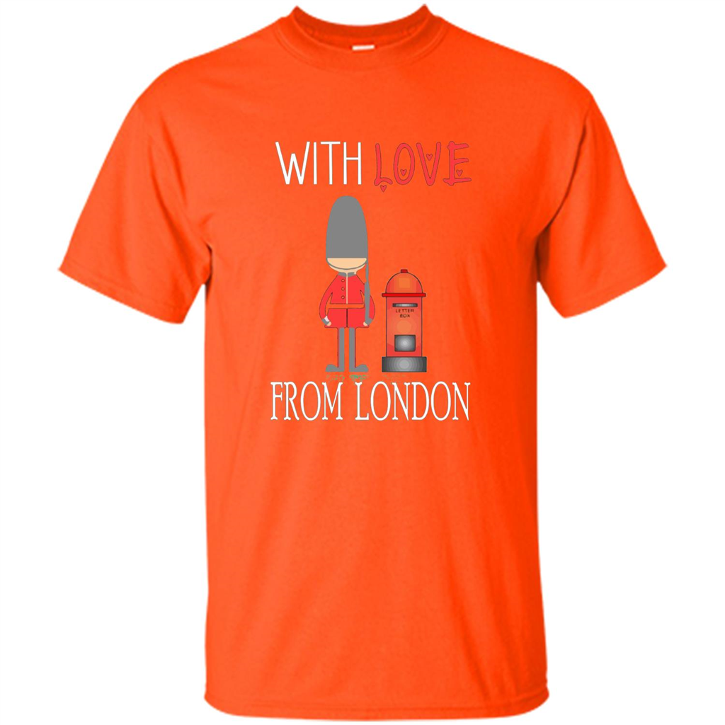 With Love From London England Britain Palace Guard T-shirt Orange