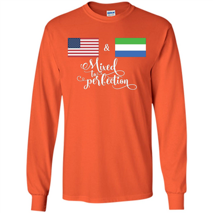 American + Sierra Leone Mixed To Perfection Flag T-Shirt Orange