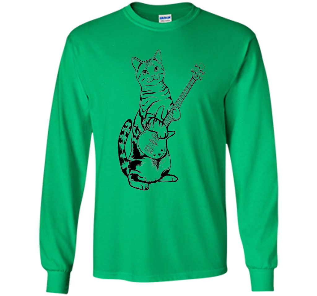 Bassist T-shirt Cat Playing Bass T-shirt Irish Green