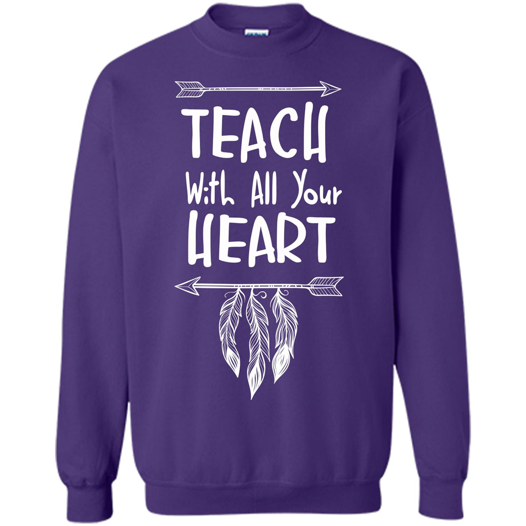 Teacher T-shirt Teach With All Your Heart T-shirt Orange
