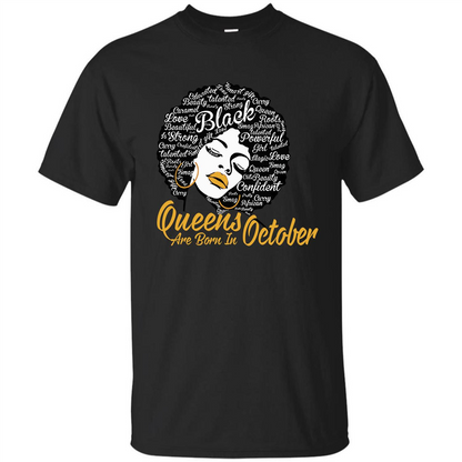 Queen Are Born In October T-shirt Black