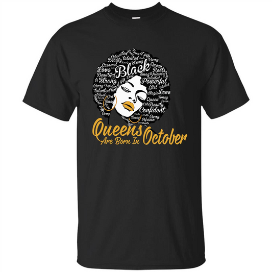 Queen Are Born In October T-shirt Black
