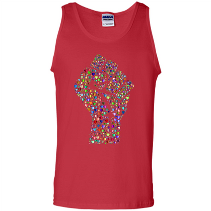 LGBTQ Pride T-shirt Resist Fist LGBTQ Pride Rainbow Hearts Red