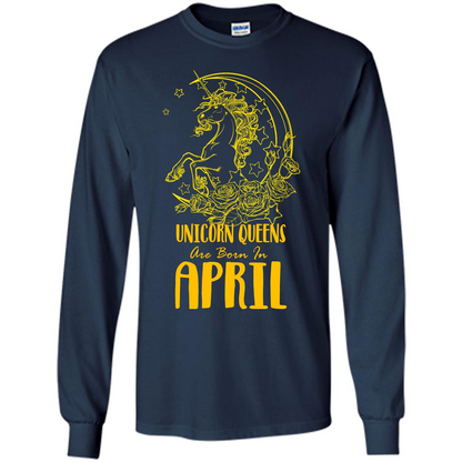 April Unicorn T-shirt Unicorn Queens Are Born In April Navy