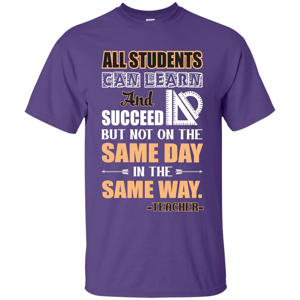 Teacher T-shirt All Students Can Learn And Succeed Purple