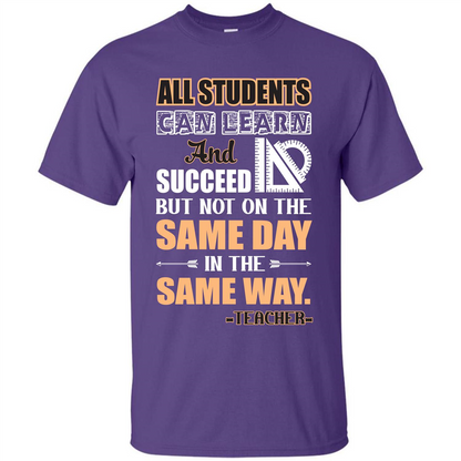 Teacher T-shirt All Students Can Learn And Succeed Purple