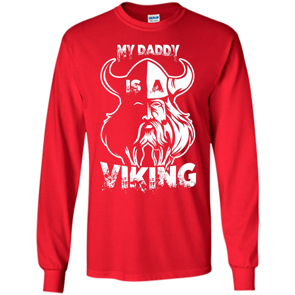Family T-shirt My Daddy Is A Viking T-shirt Red