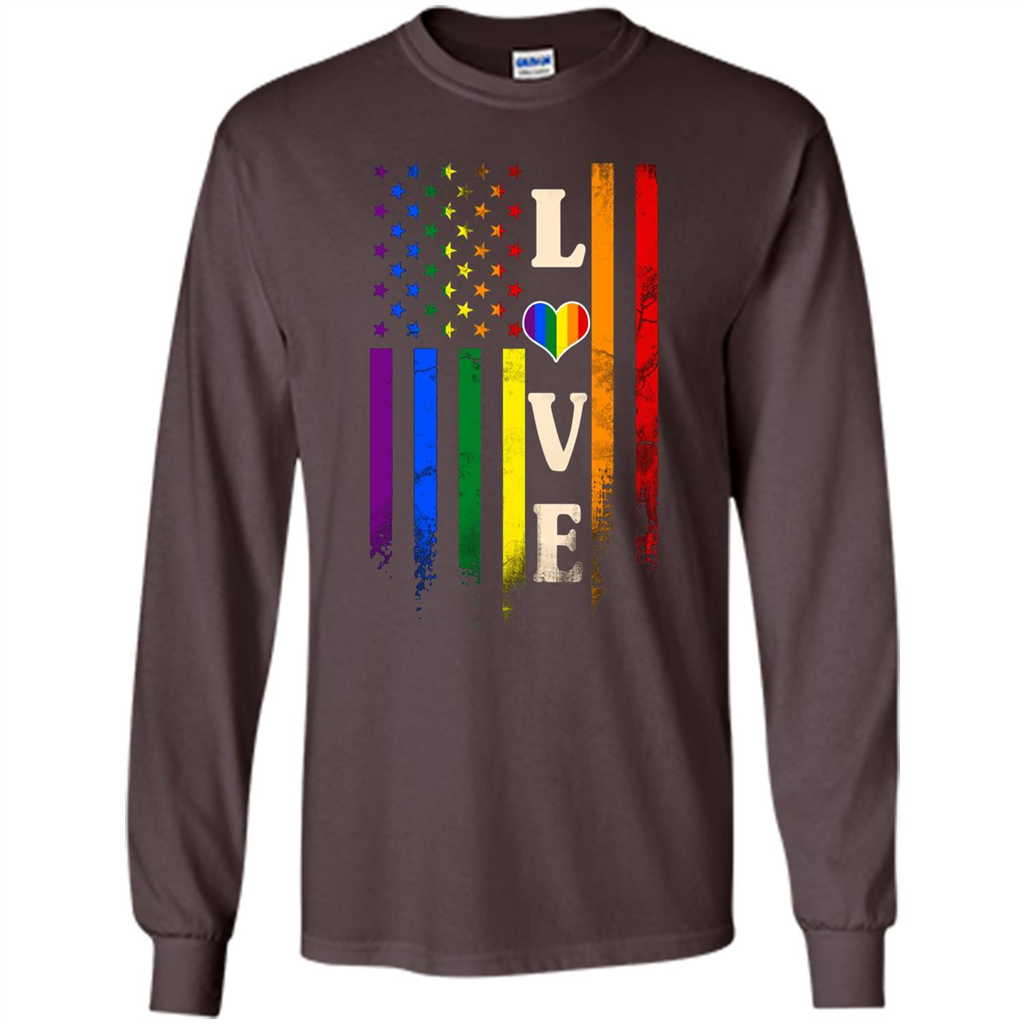 LGBTQ Pride T-shirt Love Rainbow Heart Flag Dark Chocolate