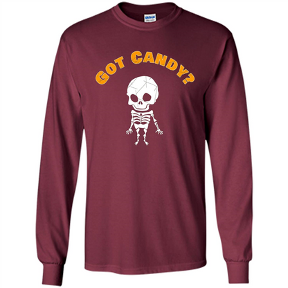 Cute Skeleton Asking For Candy Halloween T-shirt Maroon