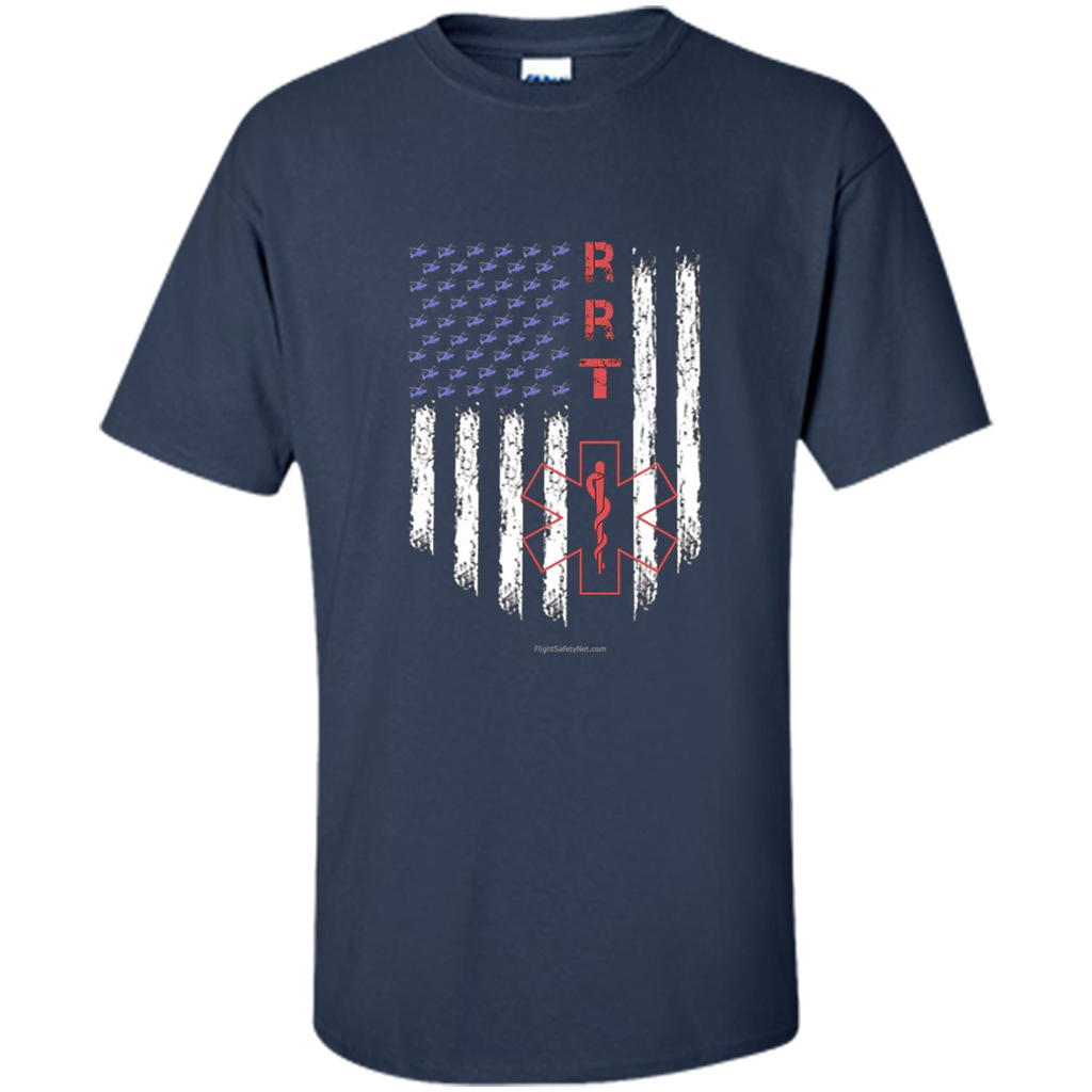 RRT - Respiratory Therapist American Flag T-shirt Navy