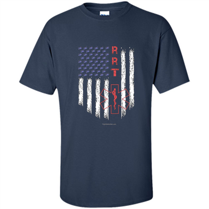 RRT - Respiratory Therapist American Flag T-shirt Navy