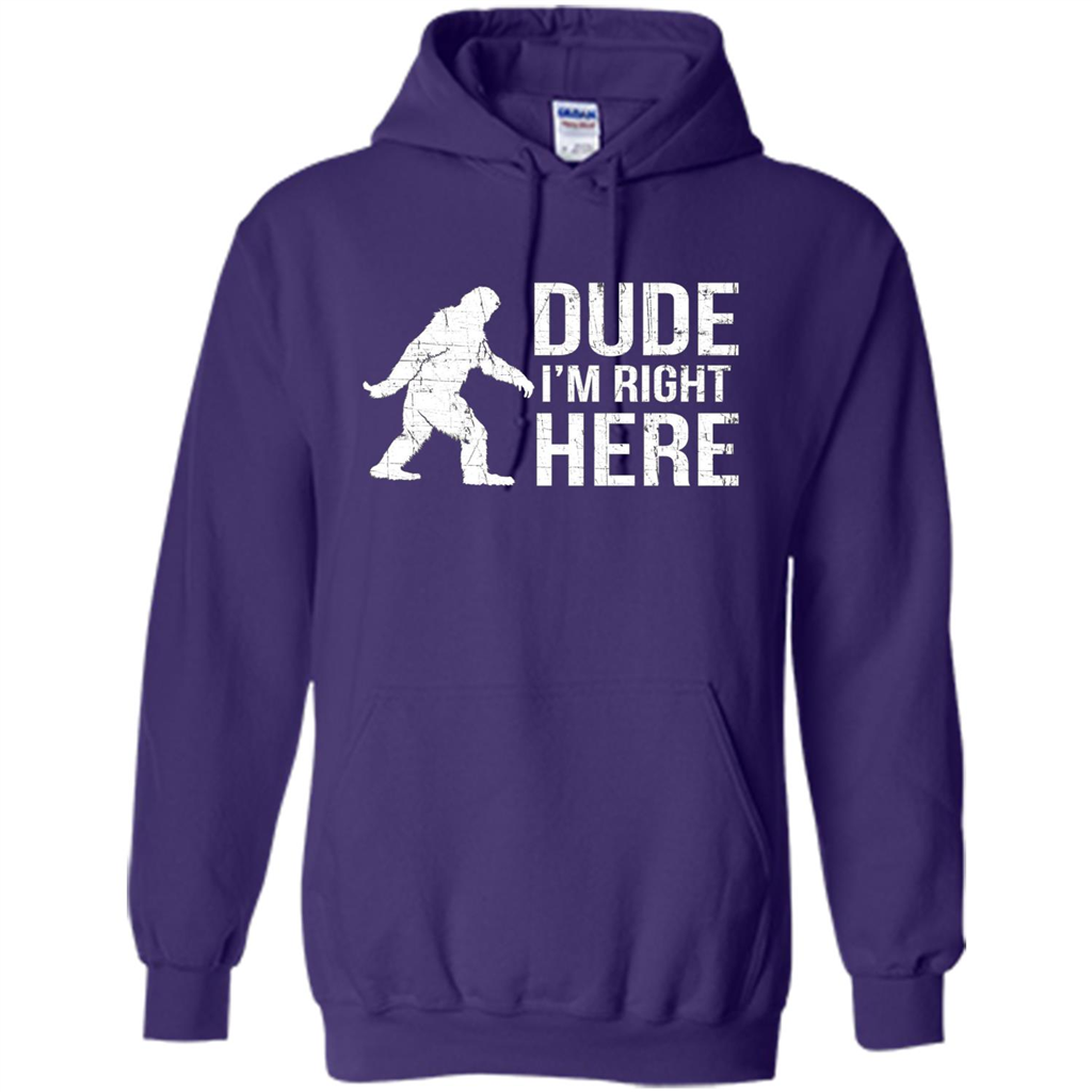 Bigfoot Sasquatch T-shirtt - Dude I'm Right Here Purple