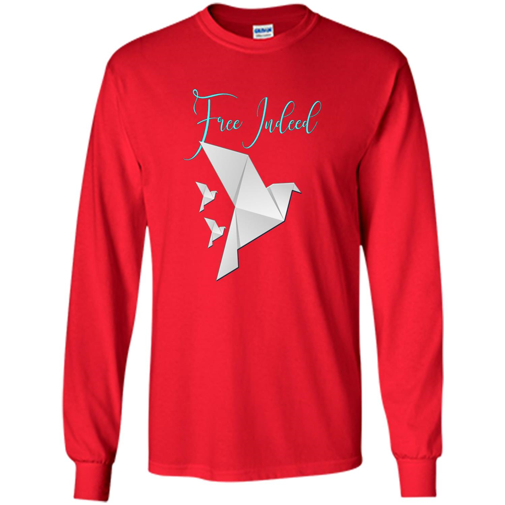 Free Indeed Origami Bird T-shirt Christian T-shirt Red